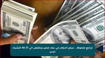 تراجع ملحوظ.. سعر الدولار في بنك مصر ينخفض إلى 48.37 للشراء الأحد